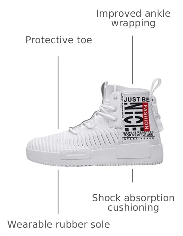 RUNMAXX Mens Fashion Walking Lace Up High Top Shoes Stylish Running Athletic Casual Sneaker