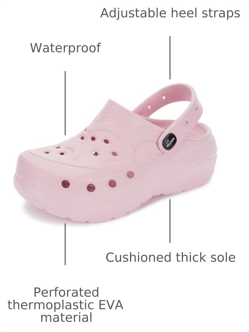 WHITIN Clogs for Women Thick Sole Cushioned Garden Shoes Y70 | Easy Slip On, Breathable Upper, Washable, Quick Dry, Ideal for Home, Yard Work and Outdoor Activities