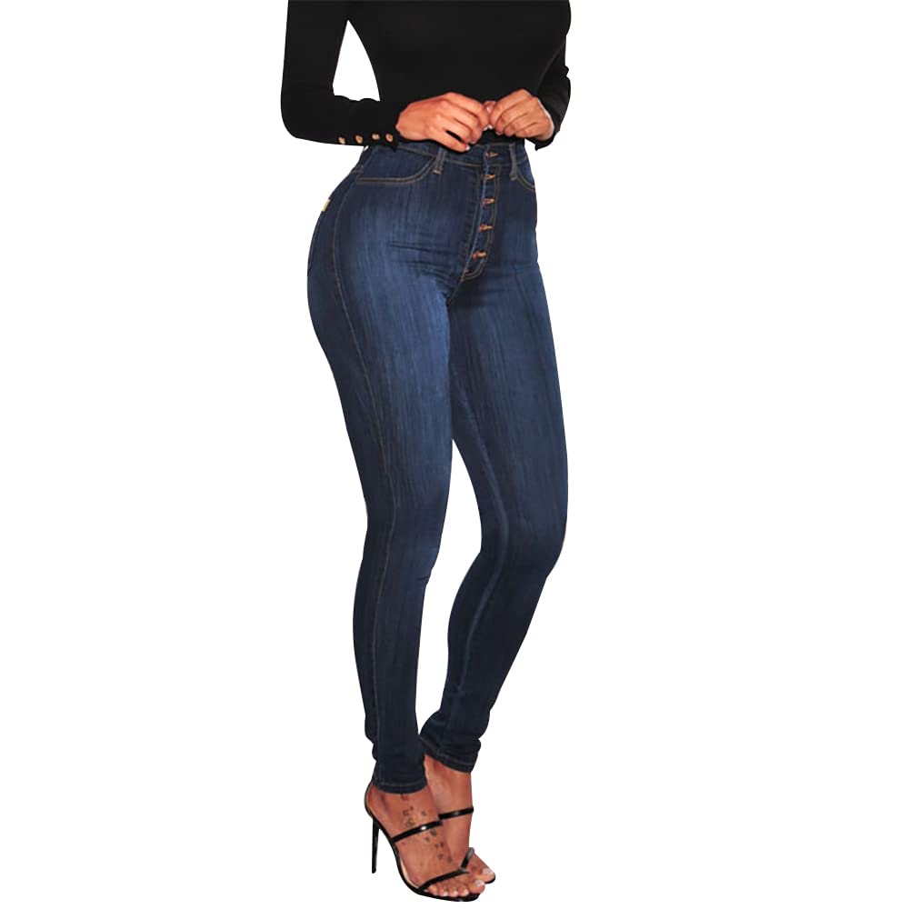 KUNMI Womens Curvy High Waist Stretch Butt Lifting Skinny Colombian Jeans
