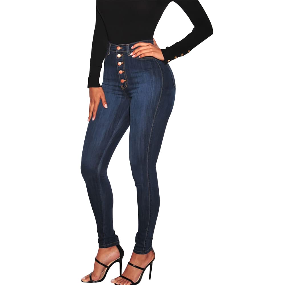 KUNMI Womens Curvy High Waist Stretch Butt Lifting Skinny Colombian Jeans