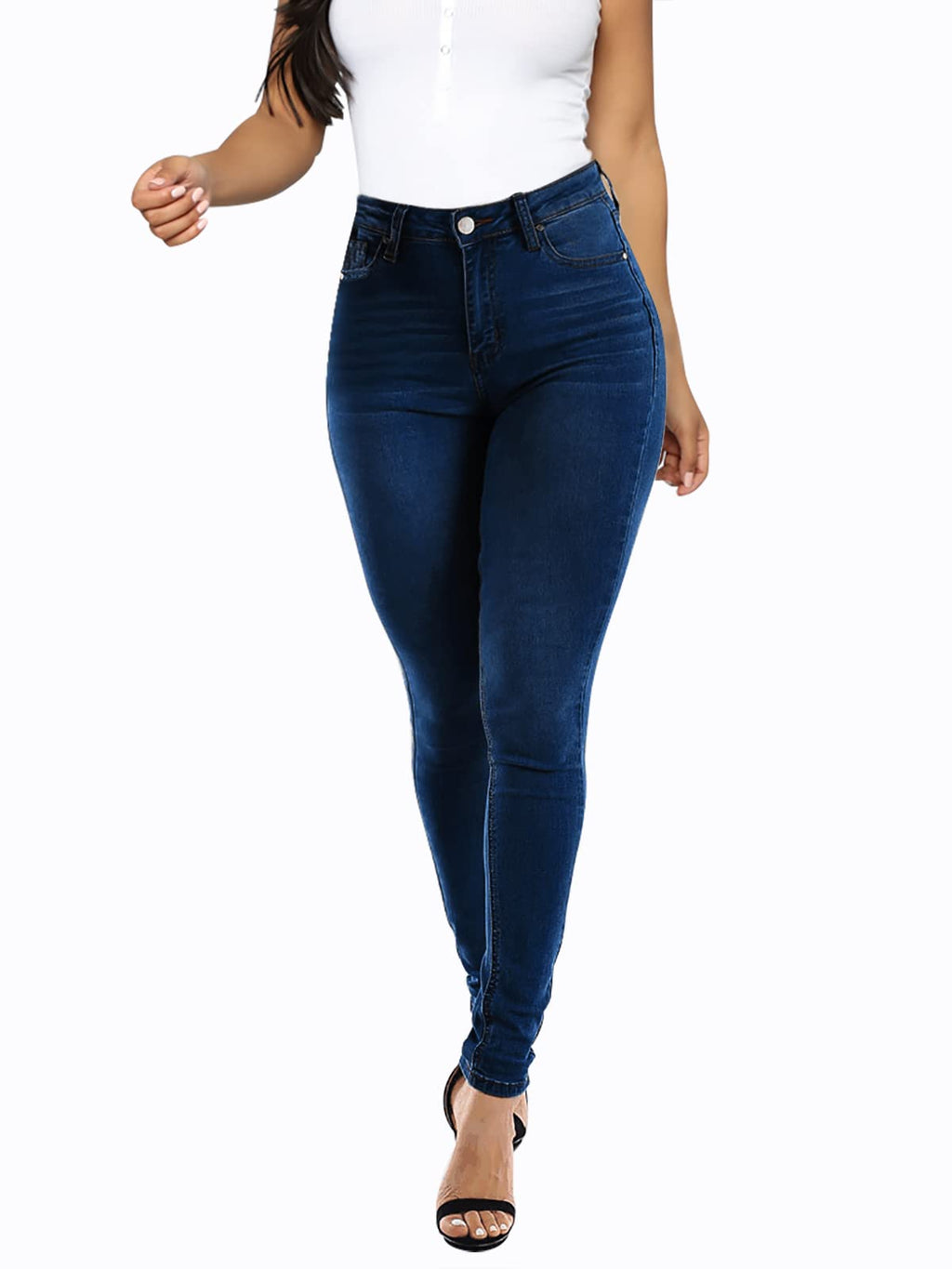 KUNMI Womens Curvy High Waist Stretch Butt Lifting Skinny Colombian Jeans