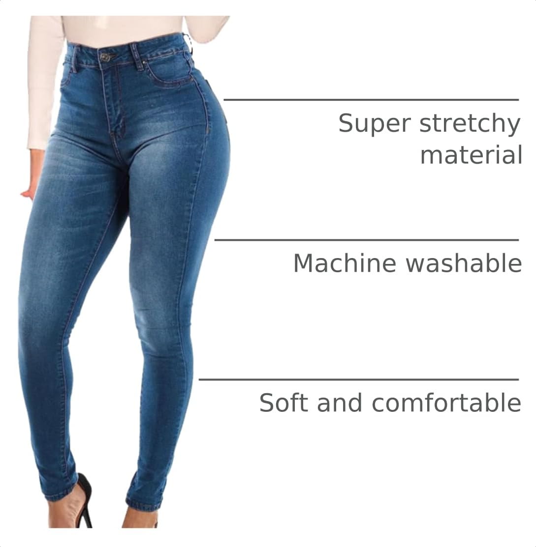 KUNMI Womens Curvy High Waist Stretch Butt Lifting Skinny Colombian Jeans