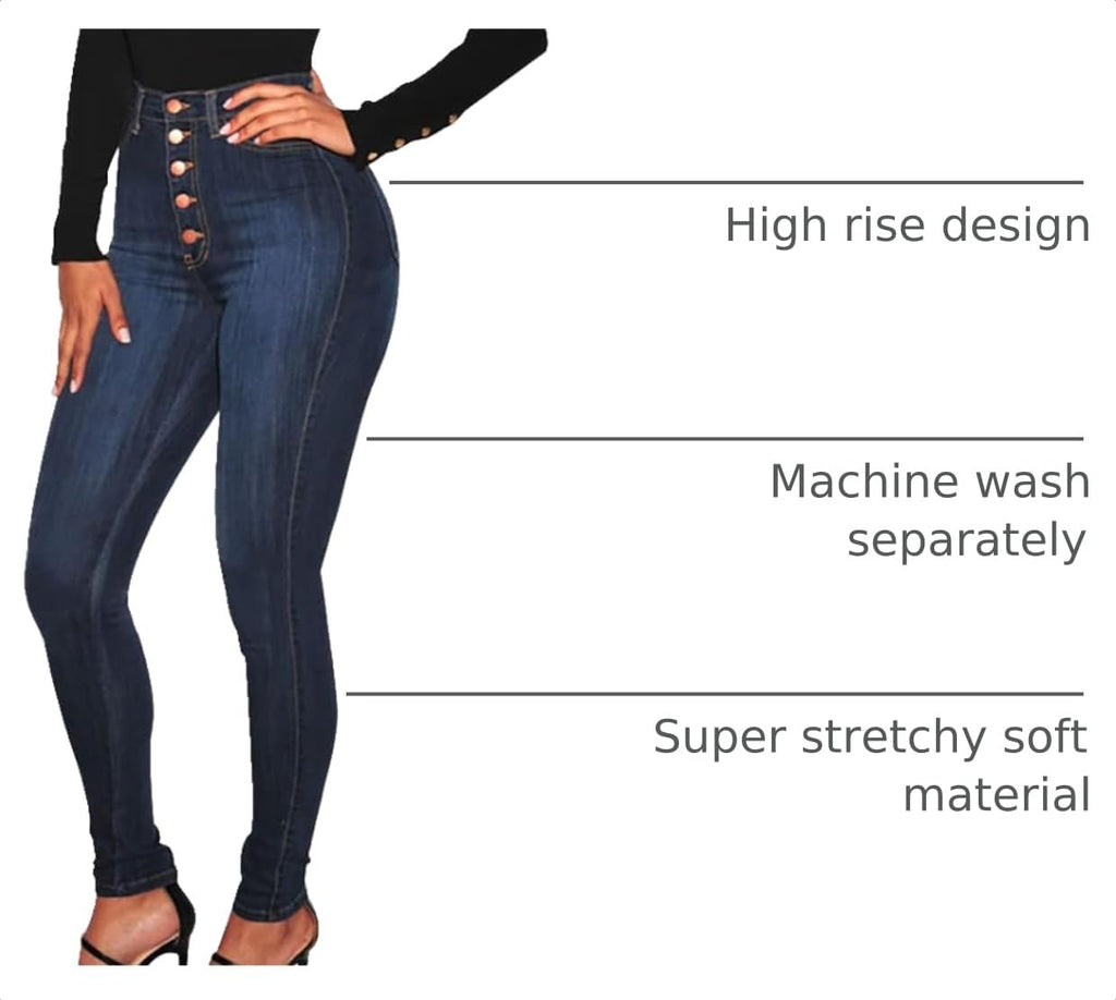KUNMI Womens Curvy High Waist Stretch Butt Lifting Skinny Colombian Jeans
