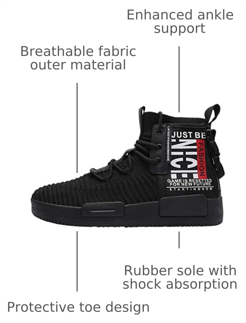 RUNMAXX Mens Fashion Walking Lace Up High Top Shoes Stylish Running Athletic Casual Sneaker