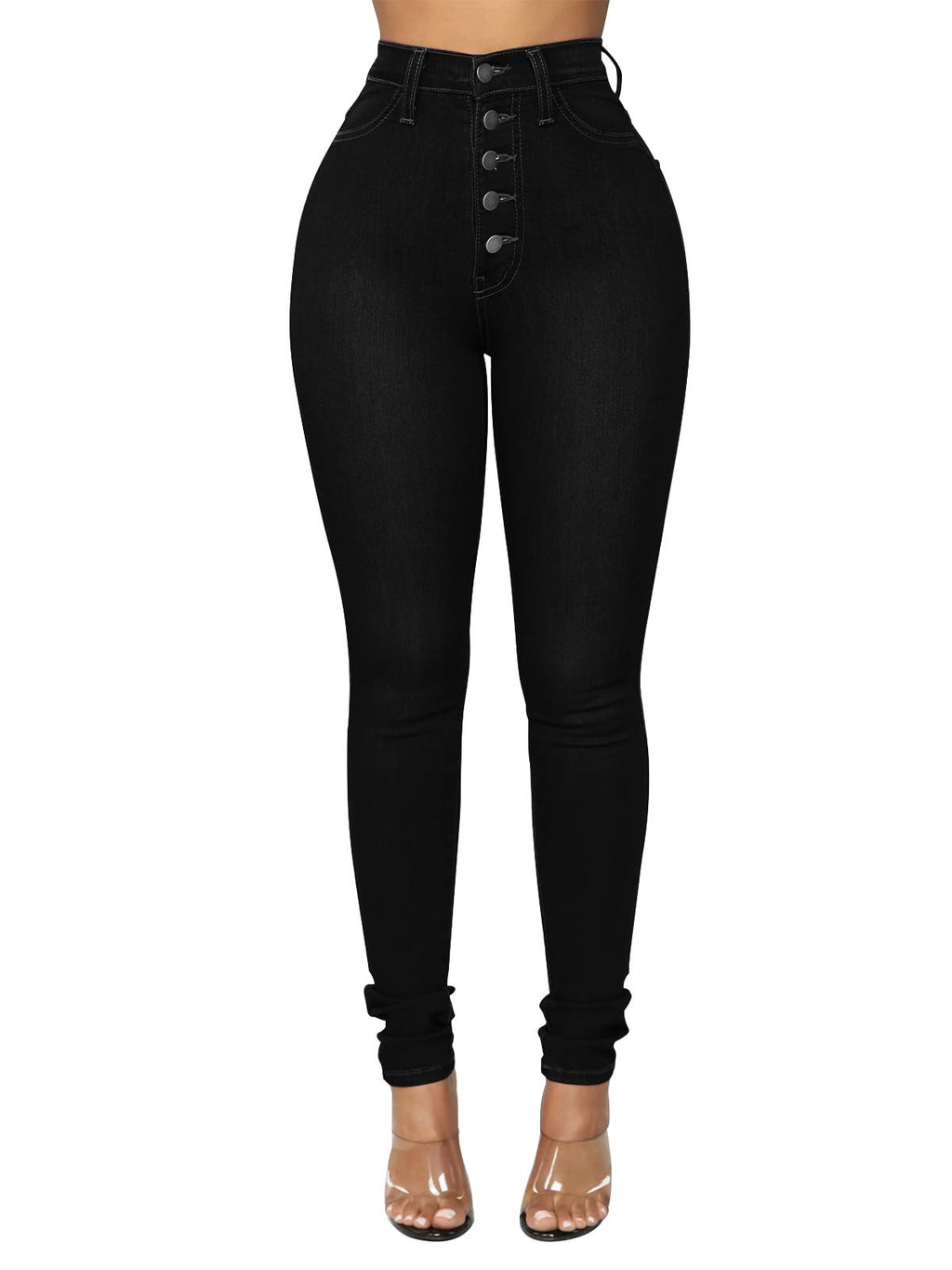 KUNMI Womens Curvy High Waist Stretch Butt Lifting Skinny Colombian Jeans