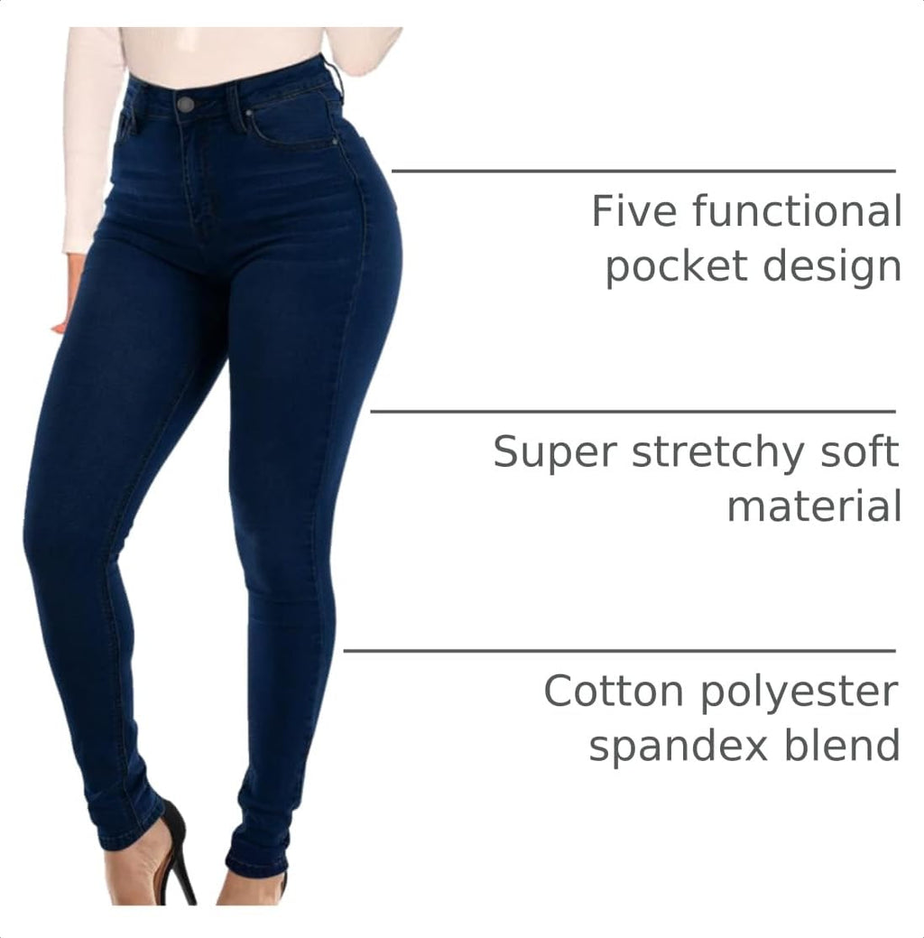 KUNMI Womens Curvy High Waist Stretch Butt Lifting Skinny Colombian Jeans