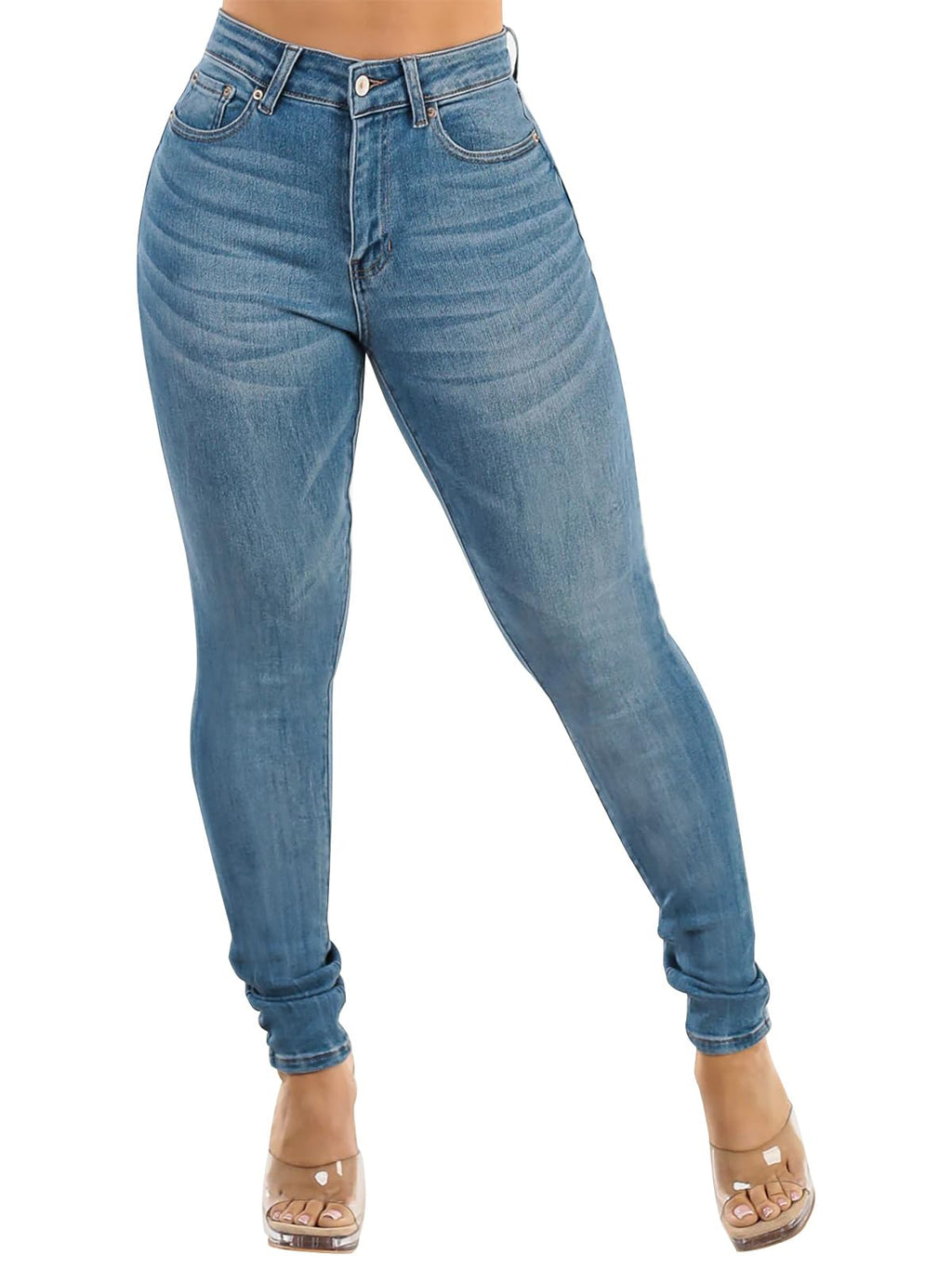 KUNMI Womens Curvy High Waist Stretch Butt Lifting Skinny Colombian Jeans