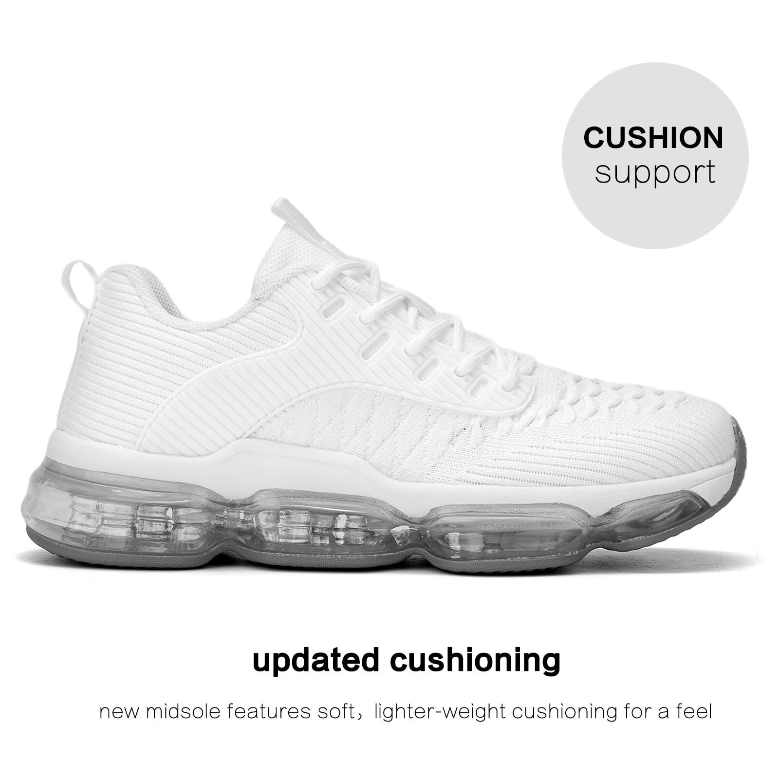 Luogoks Womens Walking Running Shoes Air Cushion Basketball Sneakers Fashion Tennis Breathable Sport Gym Fitness Cross Trainers Shoes
