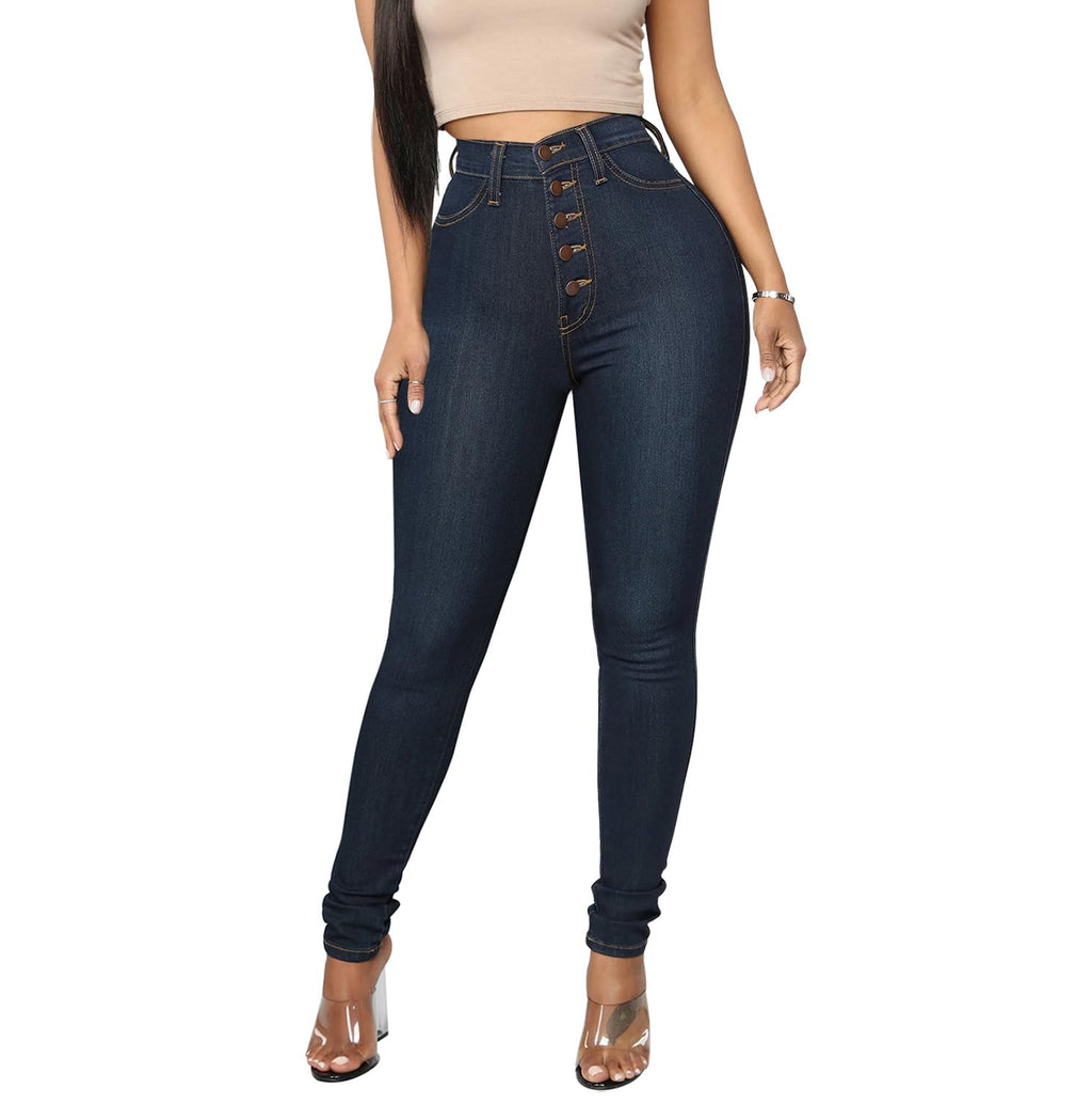KUNMI Womens Curvy High Waist Stretch Butt Lifting Skinny Colombian Jeans