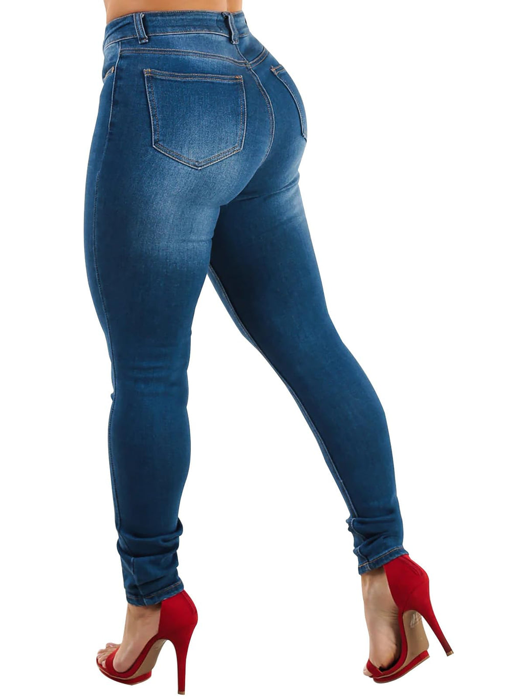 KUNMI Womens Curvy High Waist Stretch Butt Lifting Skinny Colombian Jeans