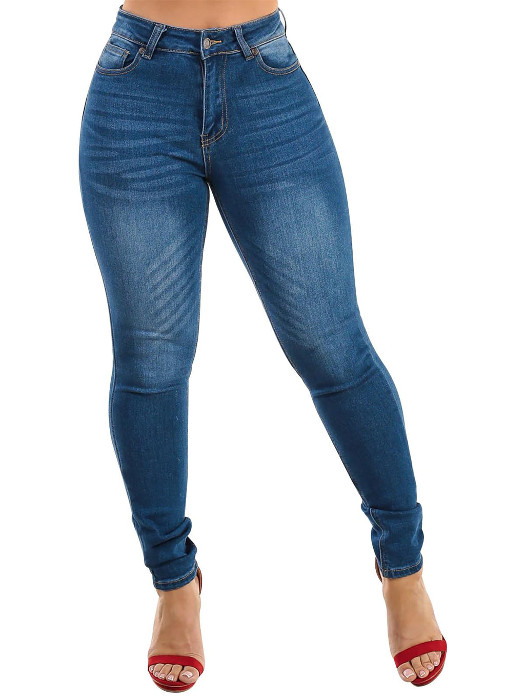 KUNMI Womens Curvy High Waist Stretch Butt Lifting Skinny Colombian Jeans