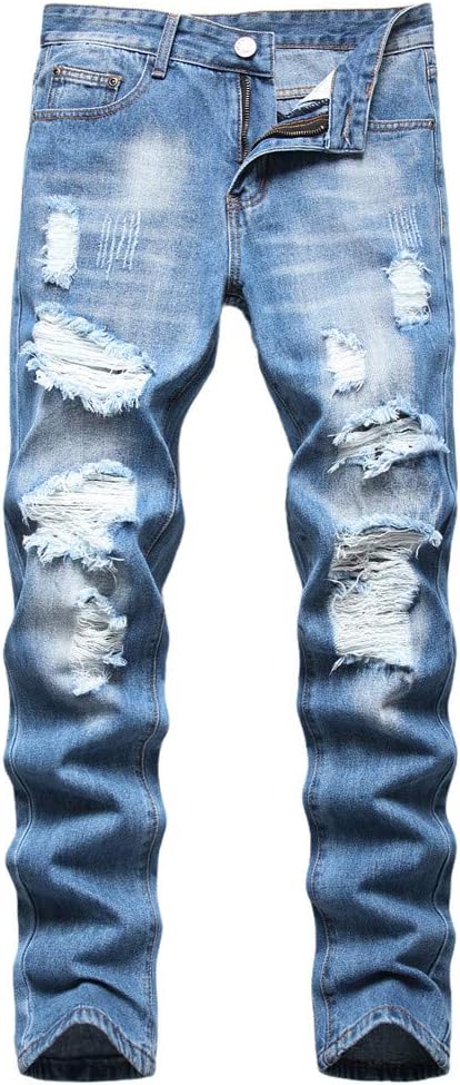 AITITIA Men's Ripped Regular Fit Jeans