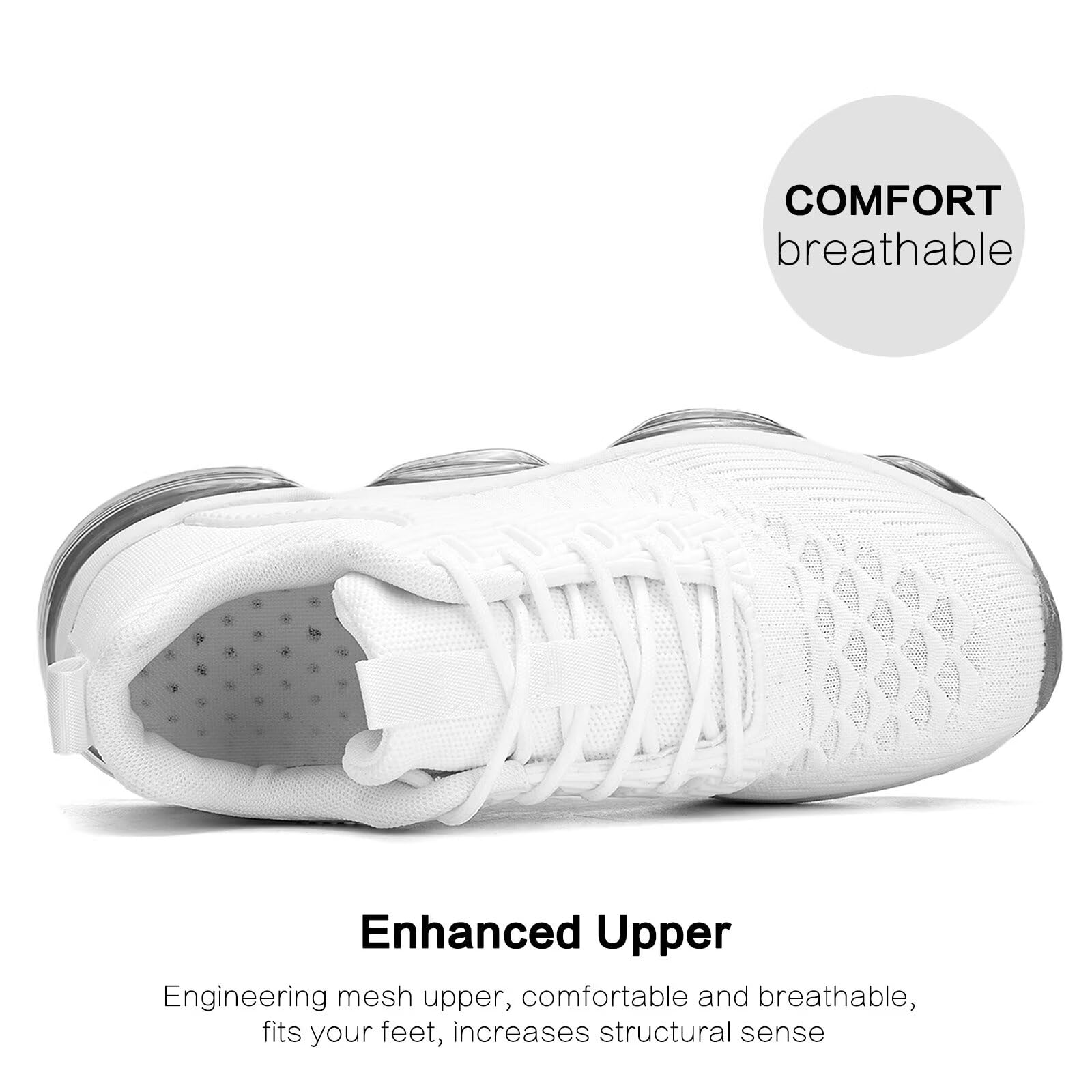 Luogoks Womens Walking Running Shoes Air Cushion Basketball Sneakers Fashion Tennis Breathable Sport Gym Fitness Cross Trainers Shoes