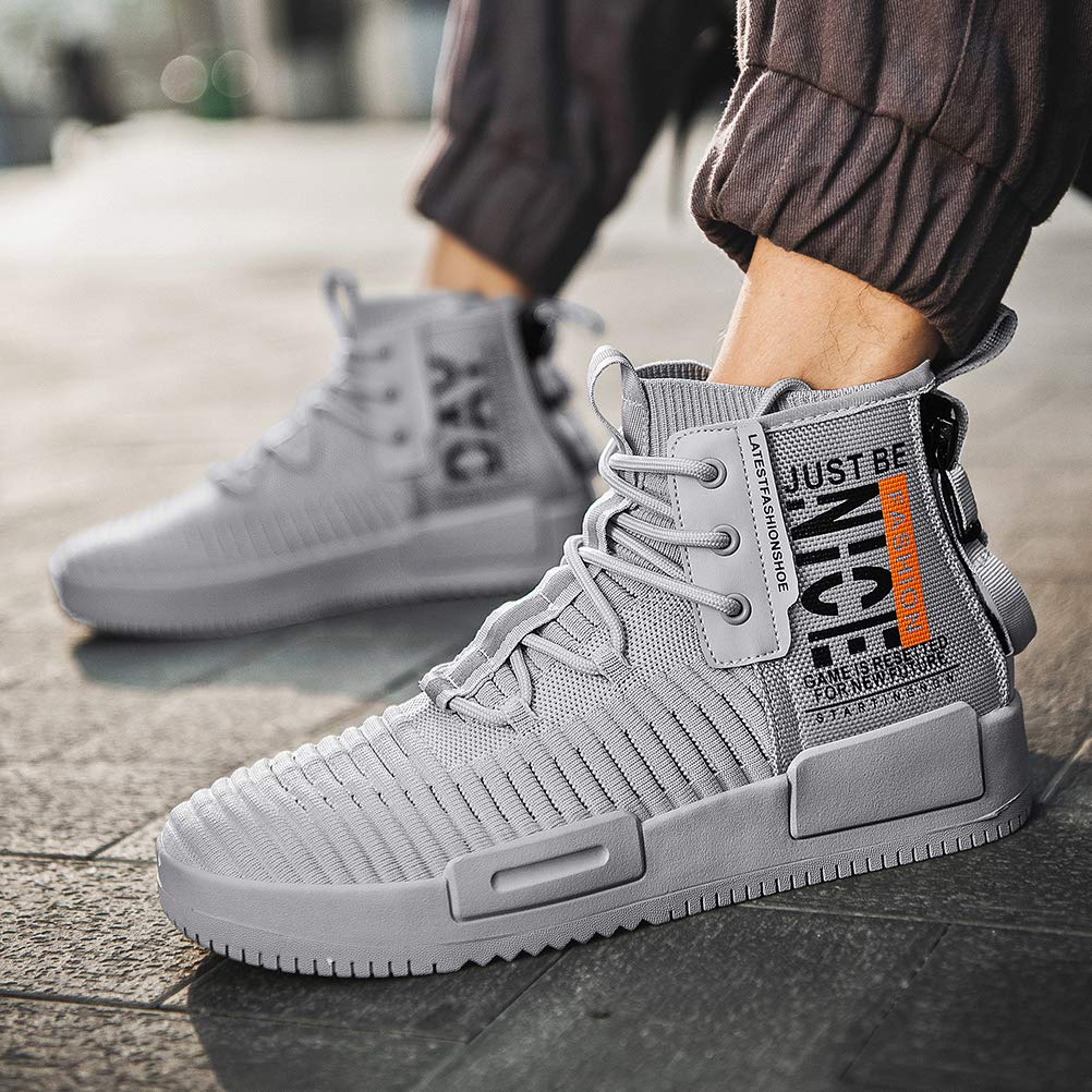 RUNMAXX Mens Fashion Walking Lace Up High Top Shoes Stylish Running Athletic Casual Sneaker