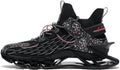 Sneakers for Men with Blade Sole, Artistic Print and Fish Scale Design, Mens Fashion Sneakers，Breathable Mesh, Cushioning, for Jogging Walking