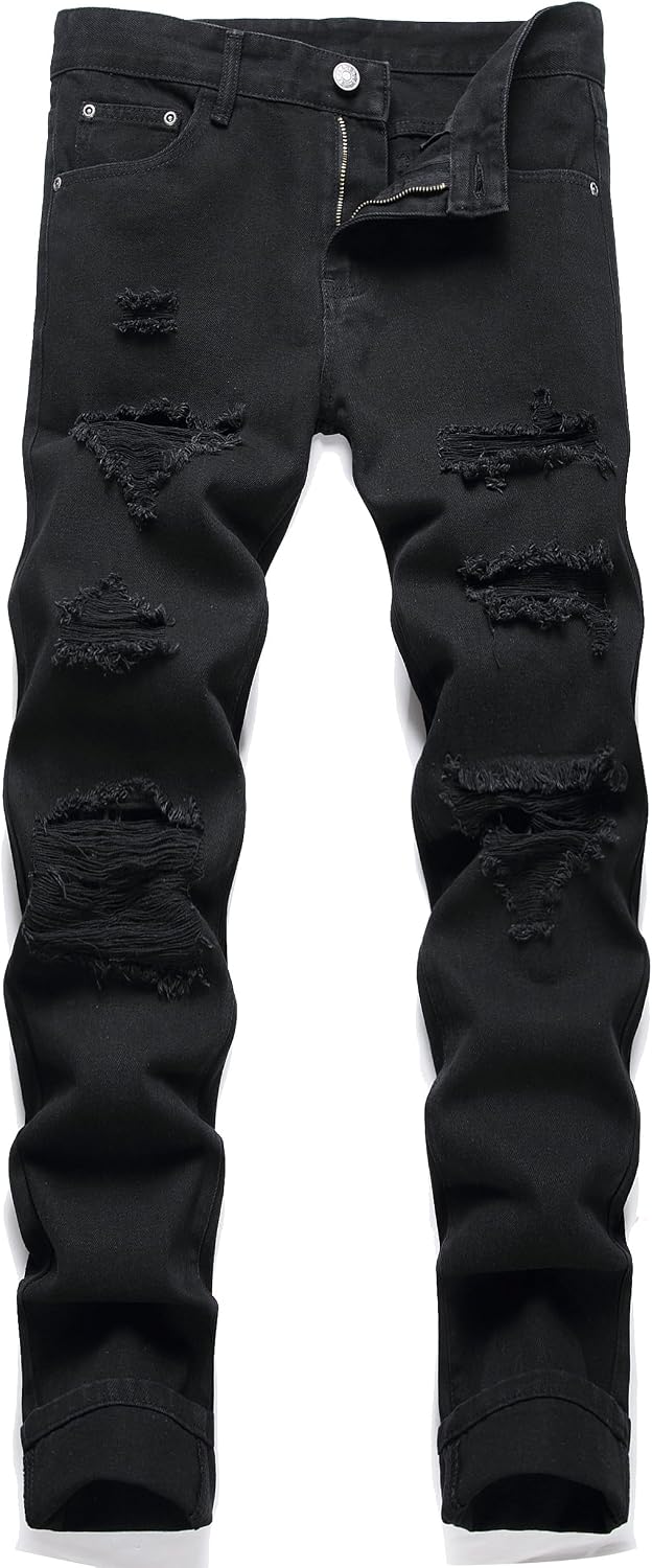 AITITIA Men's Ripped Regular Fit Jeans