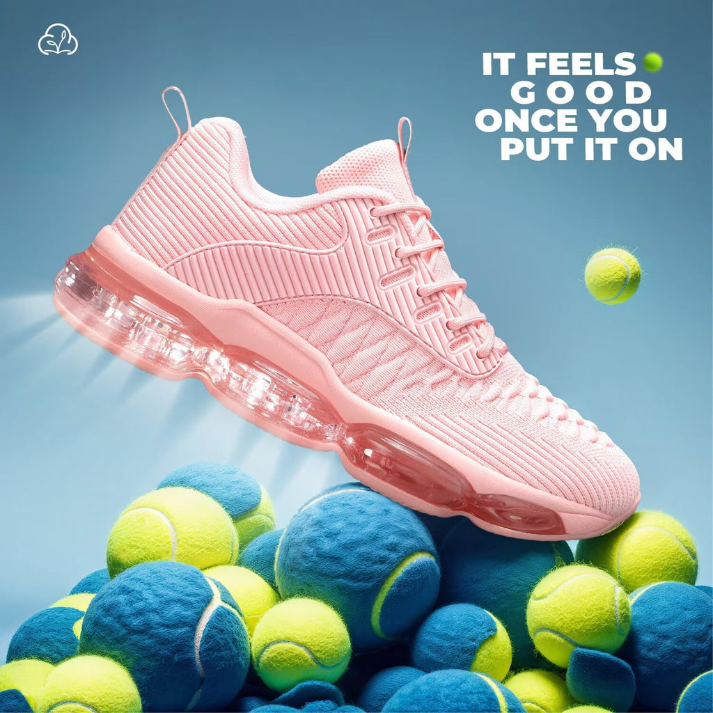 Luogoks Womens Walking Running Shoes Air Cushion Basketball Sneakers Fashion Tennis Breathable Sport Gym Fitness Cross Trainers Shoes