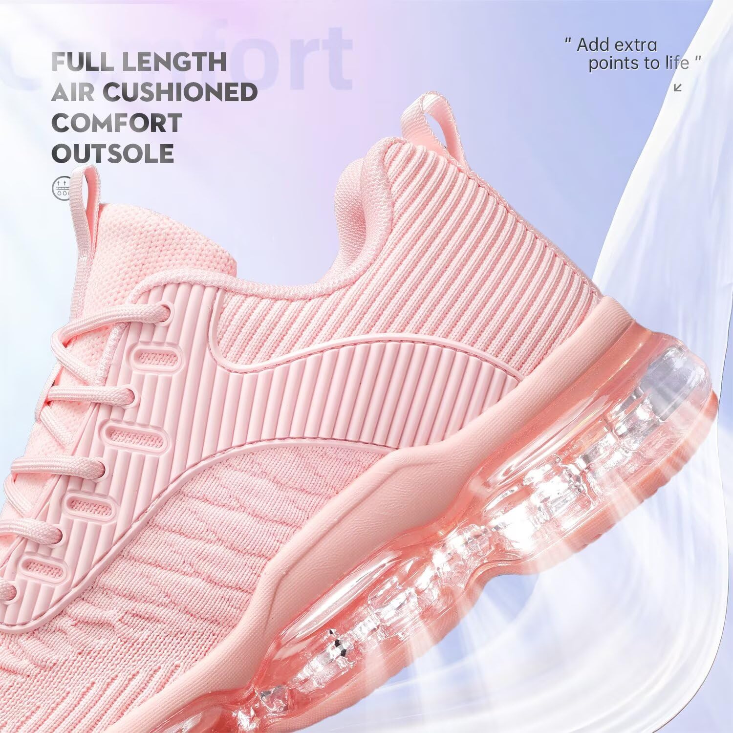 Luogoks Womens Walking Running Shoes Air Cushion Basketball Sneakers Fashion Tennis Breathable Sport Gym Fitness Cross Trainers Shoes