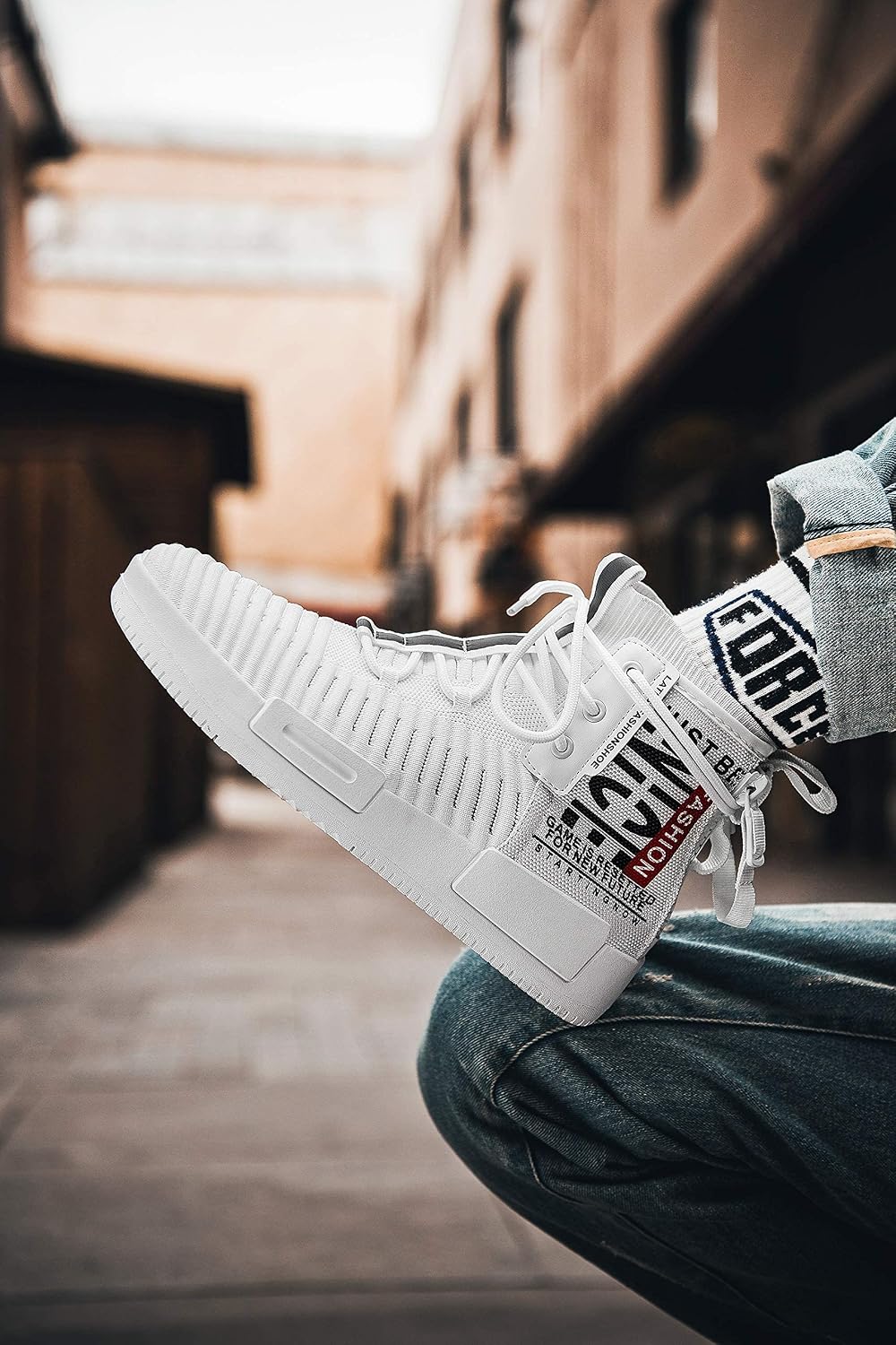 RUNMAXX Mens Fashion Walking Lace Up High Top Shoes Stylish Running Athletic Casual Sneaker